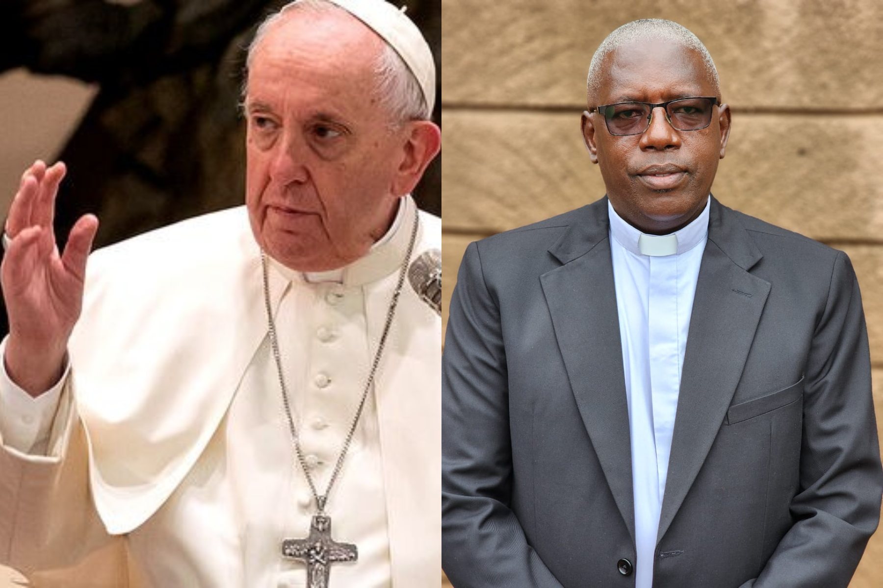 Photocollage of Pope Francis and Father Peter Kimani